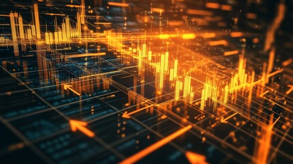 Leinwandbilder - A dynamic stock chart with arrows indicating buy and sell points, illustrating strategic investment decisions.