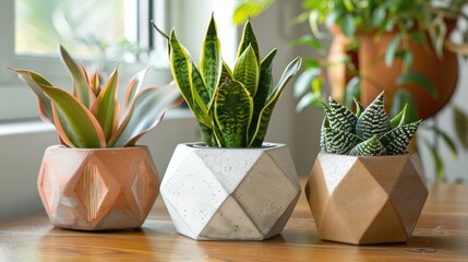 Poster - Stylish plants in modern geometric containers