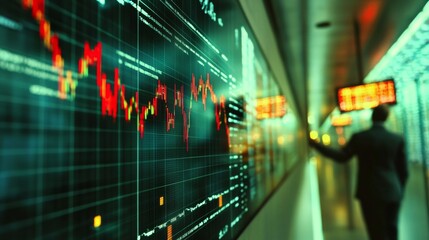 Aufkleber - A financial news broadcast with a stock chart in the background, highlighting current market trends and analysis.