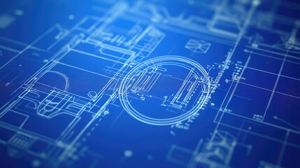Fototapete - Technical blueprints in abstract innovation
