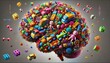 © EdgarDaniel - Cerebro conformado de muchos juguetes infantiles. representa la importancia del juego en el niño para el desarrollo neurológico del cerebro. Apto para todo aquel que practique la neurologia. Abstracto