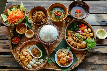 Wall Mural - Korean food ingredients on black background. Top view, flat lay