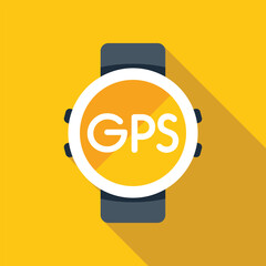 Sticker - Smart watch showing gps navigation system on yellow background