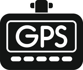 Canvas Print - Black simple style icon of a car gps device showing gps text on the screen