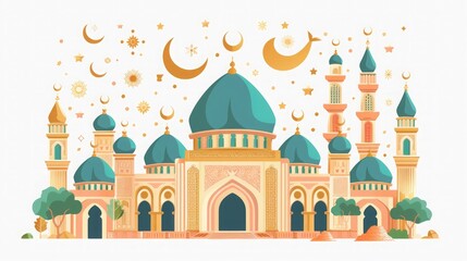 Wall Mural - Islamic Mosque Architecture Illustration