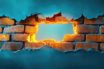 Canvas Print - Glowing Hole in a Brick Wall