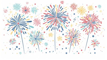 Wall Mural - Colorful Fireworks Illustration: Celebrate with a Burst of Joy