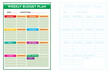 © Nouval - An Illustration of Monthly Budget Planner Templates in cmyk mode. Ready to print. This image showcases budget planner templates to help individuals organize their finances by categorizing incomes,