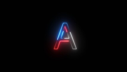 Abstract Bright Neon Letter Illustration on Black Background.