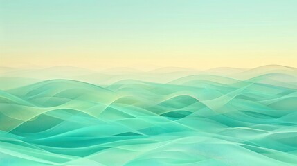 Wall Mural - Abstract Background, delicate fractal waves with gradient transitions from seafoam green to sky blue