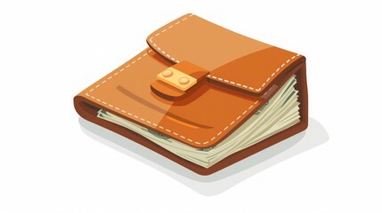 Brown Leather Wallet with Cash Illustration