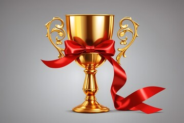 Gold cup winner trophy isolated on white background. Vector illustration
