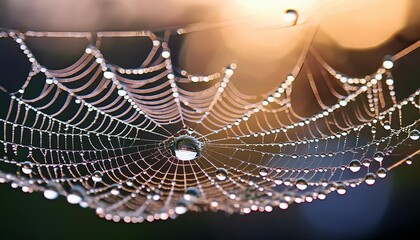 spider web with dew drops