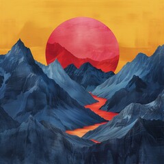 Wall Mural - sunset over the mountains