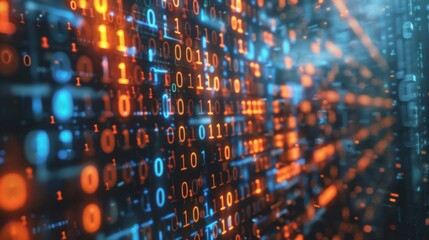 Abstract futuristic cyberspace with binary code, matrix background with digits, Programming code abstract technology background of software developer and Computer script