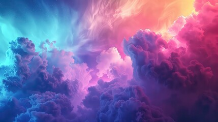 Wall Mural - a stunning abstract depiction of fluffy clouds in a purple sky with hints of yellow, pink and white.