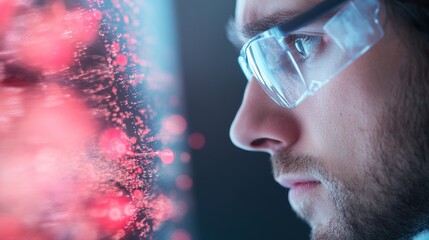 Canvas Print - A researcher analyzes data on a computer screen, with graphs and charts showing complex scientific findings.