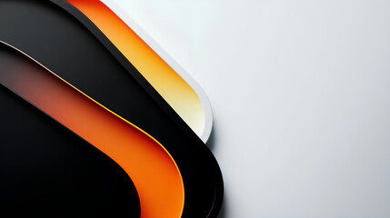 Wall Mural - Modern abstract background, curved shapes in black and orange on a white background,