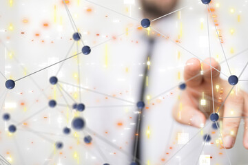 Canvas Print - neural network 3d illustration. big data and cybersecurity