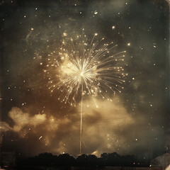 Wall Mural - Vintage-style_fireworks_scene