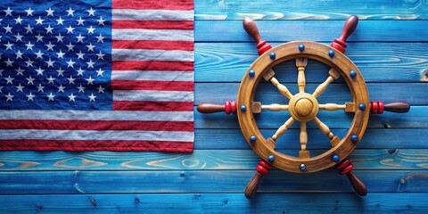 Colorful of a steering wheel for US National Maritime Day celebration, maritime, nautical, celebration