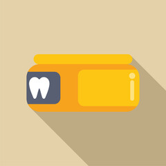 Sticker - Yellow tube of toothpaste is lying on a beige background, emphasizing the importance of oral hygiene