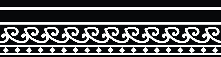 Wall Mural - Polynesian tattoo tribal band design. Samoan tattoo tribal border. Decorative seamless pattern.
