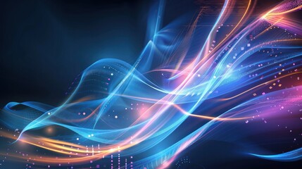 Abstract Digital Art:  Waves of Light and Color