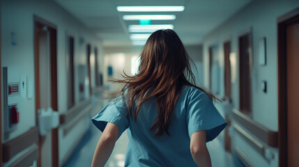 Poster - Nurse Rushing into Patient Room in Hospital