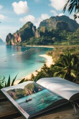 Poster - A book lying open on a wooden table, ready for reading