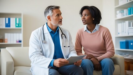 Wall Mural - Oncologist discussing treatment options a patient