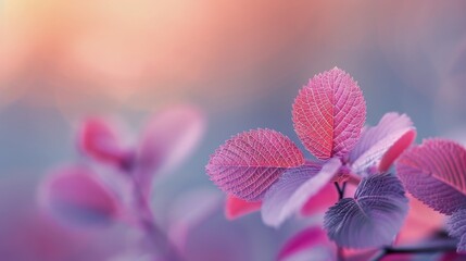 Wall Mural - Delicate Pink Leaves in a Lush Urban Garden During Golden Hour