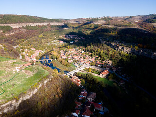 Aerial view of city of Veliko Tarnovo, Bulgaria