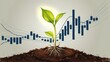 © emongraphic - plant a tree growing step and arrow graph business of growth and success in future. Growing money. Plants on coins. Finance and investment concept