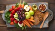 © BISO - A rustic wooden table laden with a vibrant and diverse selection of healthy food.