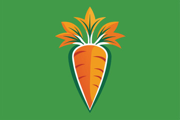 Wall Mural - A bright, artistic depiction of a carrot showcasing vibrant colors against a smooth green backdrop, emphasizing its unique design and shape