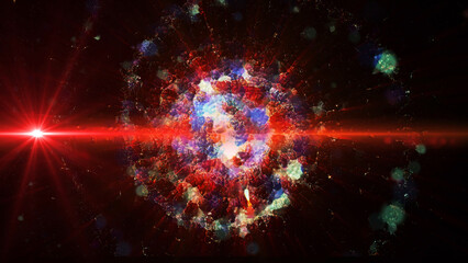 Wall Mural - bright explosions of crystallized plasma in an abstract universe
