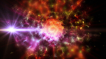 Wall Mural - bright explosions of crystallized plasma in an abstract universe
