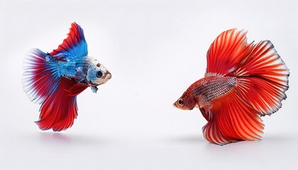 Wall Mural - Siamese fighting fish - Betta splendens - commonly known as the betta is one of the most popular freshwater aquarium fish in the world native to Southeast Asia. isolated cutout on white background