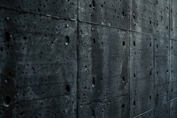 Canvas Print - A concrete wall with numerous holes and cracks, often used as a background for conceptual or abstract photography