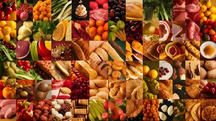 A collage of food products