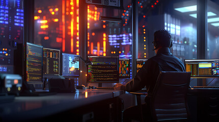 Neon light cloud computing futuristic technology and cloud storage illustration embodies network technologies cyberspace, showcasing a futuristic server in isometric perspective, dark background.