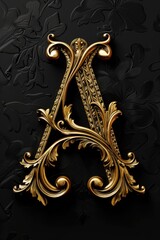 Poster - A golden letter 'A' stands out against a dark, matte black background