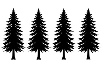 Poster - set of silhouettes of trees