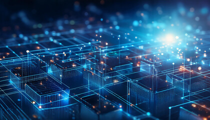 background of abstract technologies. Perfect for supercomputer, science, neural networks, cybersecurity, data streams, and databases