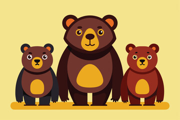 A bear family is happily gathered, featuring a large bear with two smaller bears in a lighthearted, playful display of affection