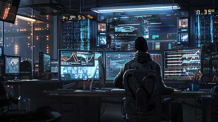 Neon light cloud computing futuristic technology and cloud storage illustration embodies network technologies cyberspace, showcasing a futuristic server in isometric perspective, dark background.