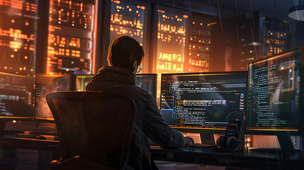 Neon light cloud computing futuristic technology and cloud storage illustration embodies network technologies cyberspace, showcasing a futuristic server in isometric perspective, dark background.