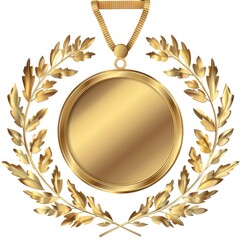 Wall Mural - A golden medal surrounded by a laurel wreath, symbolizing achievement and honor