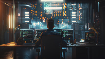 Neon light cloud computing futuristic technology and cloud storage illustration embodies network technologies cyberspace, showcasing a futuristic server in isometric perspective, dark background.